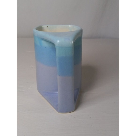 Padilla Stackable Coffee Mug Turquoise Blue Purple Stripes Striped Pottery - Picture 4 of 5